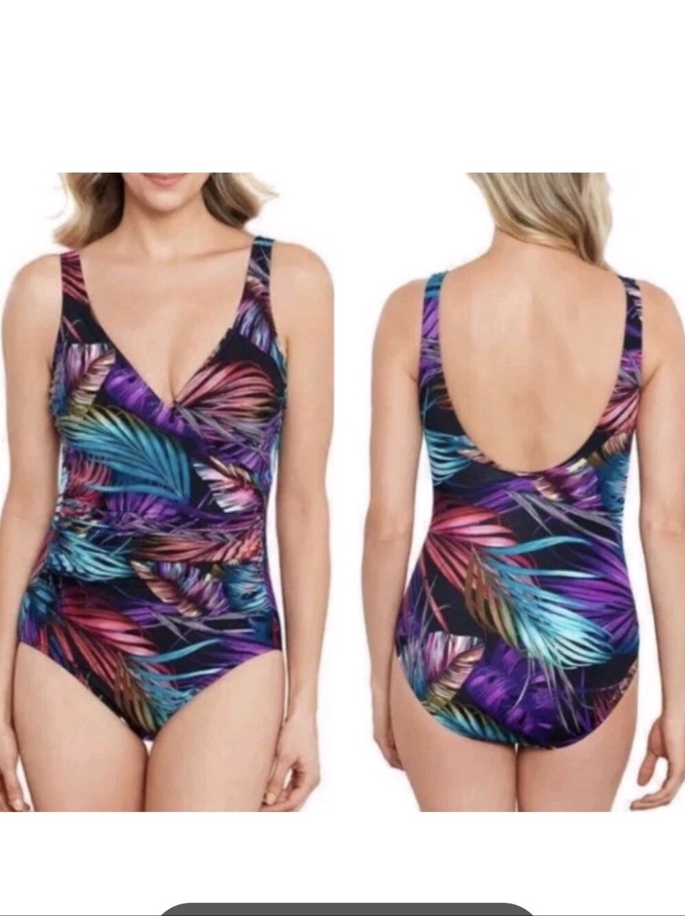 Miradonna by Miraclesuit One Piece Swimsuit, Bahama Palms Sz 10